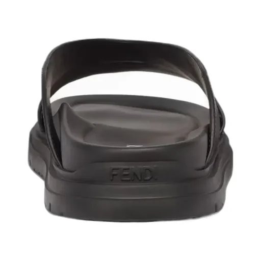 Black Leather Slides
