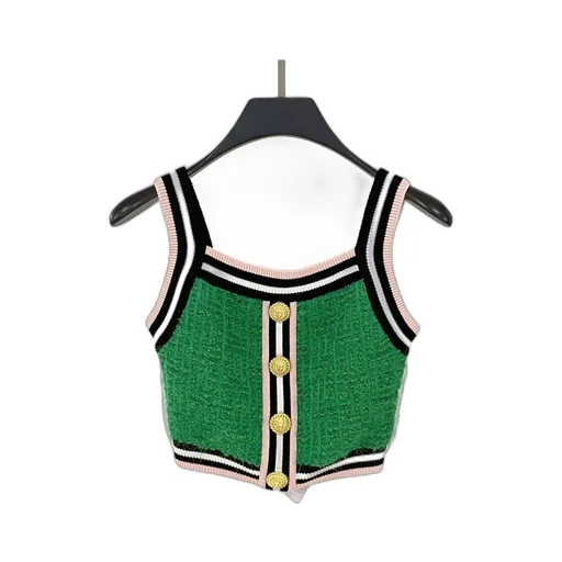 Bouclé Cropped Tank Top