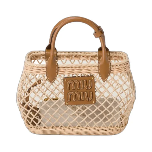 Miu Miu Logo-Appliqué Interwoven Top Handle Bag