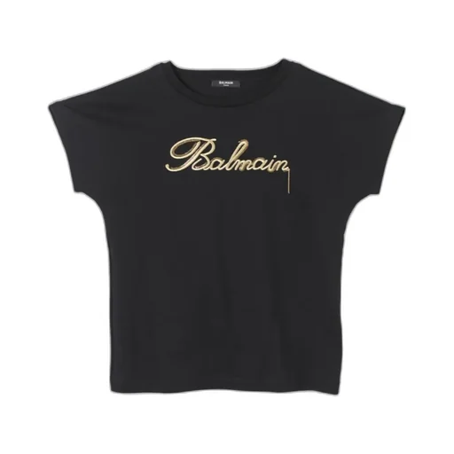 Balmain Kids Logo Embroidered Crewneck T-Shirt