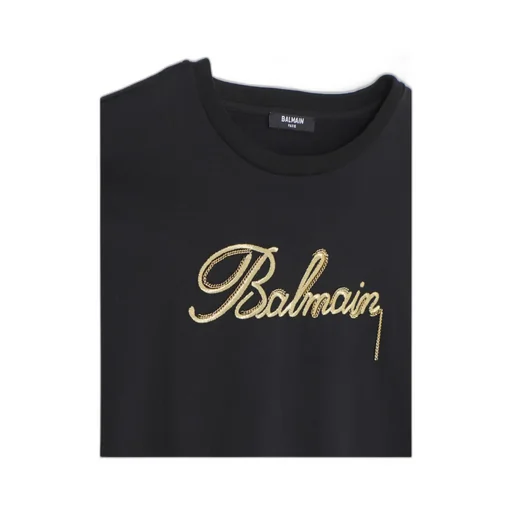 Balmain Kids Logo Embroidered Crewneck T-Shirt