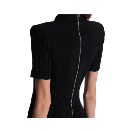 Flared Knit Dress With Buttons