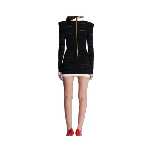 Balmain Button-Embellishment V-Neck Knitted Mini Dress