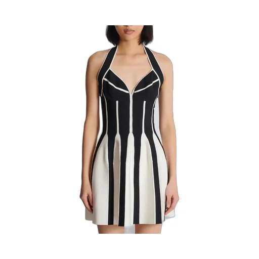 Balmain Halterneck Flared Mini Dress