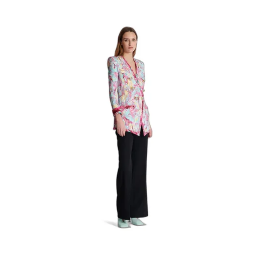 Balmain Feather Printed Long 6-Button Jacket