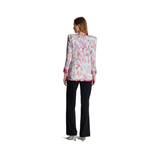 Balmain Feather Printed Long 6-Button Jacket