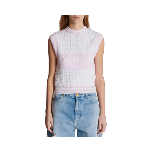 Balmain Logo Monogrammed Sleeveless Vest