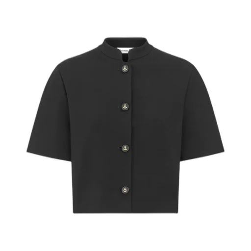 Cropped Jacket With Officer Collar