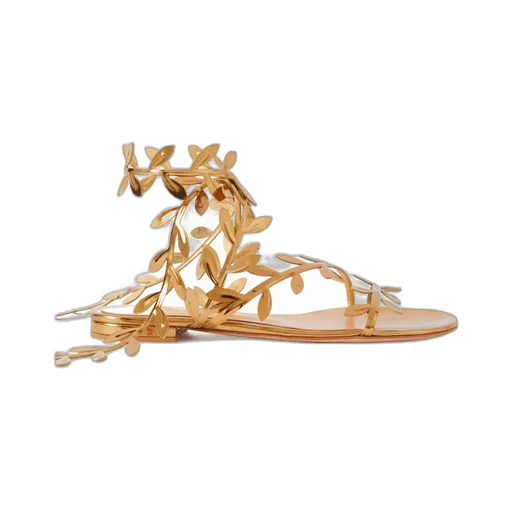 Leaf Shape Detail Flat Sandals