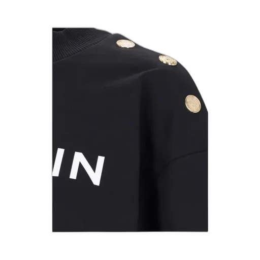 Balmain Logo Printed Crewneck Cropped Sweatshirt