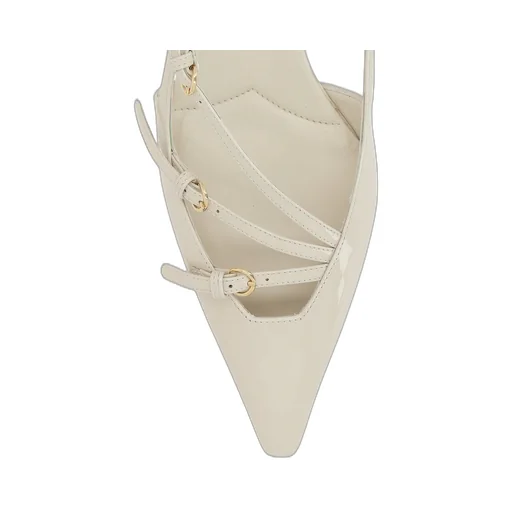 Buckled Patent Slingback Pumps
