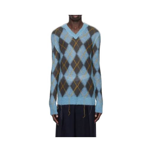 Marni Geometric Patterned V-Neck Knitted Jumper