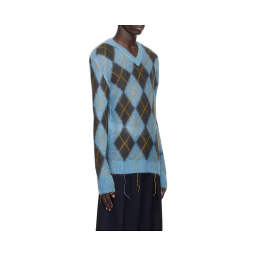 Marni Geometric Patterned V-Neck Knitted Jumper