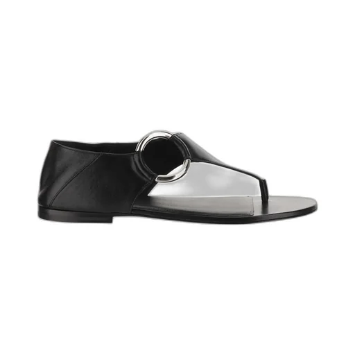 Ring Leather Flat Sandals
