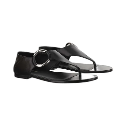 Ring Leather Flat Sandals