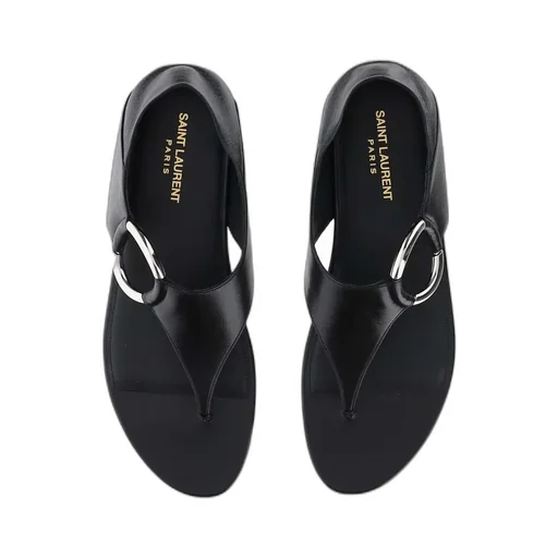 Ring Leather Flat Sandals