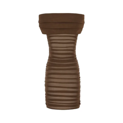 Off-The-Shoulder Ruched Dress In Knit
