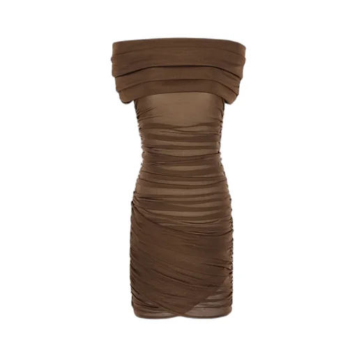 Off-The-Shoulder Ruched Dress In Knit