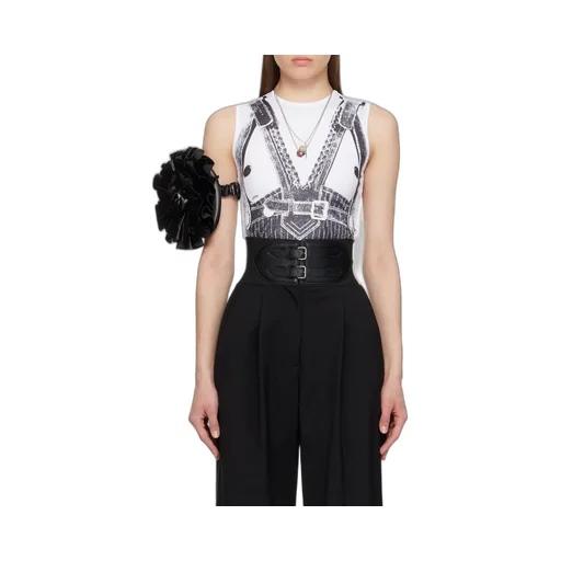 Vest-Print Sleeveless Top