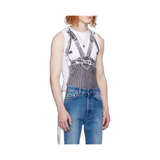 Vest-Print Sleeveless Top