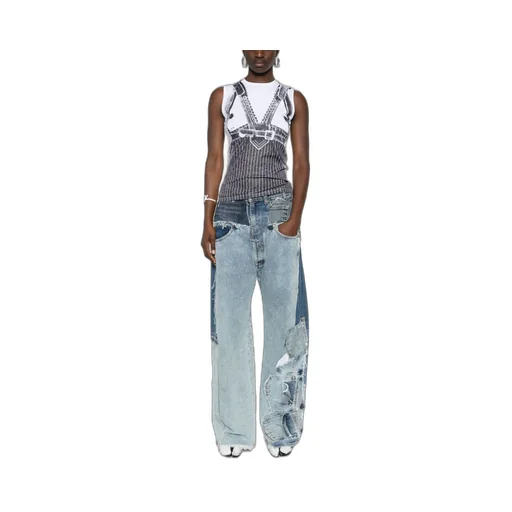 Vest-Print Sleeveless Top