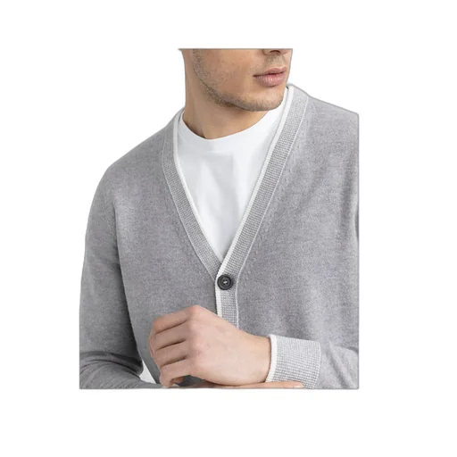 Contrast-Trim Cardigan