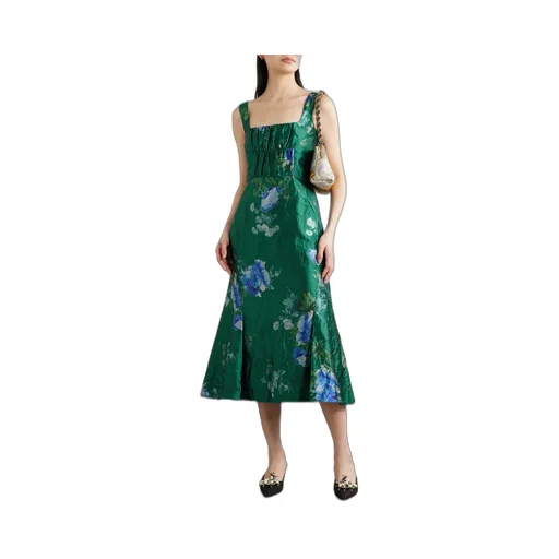 Pleated Flower Printed Dress