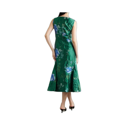 Pleated Flower Printed Dress