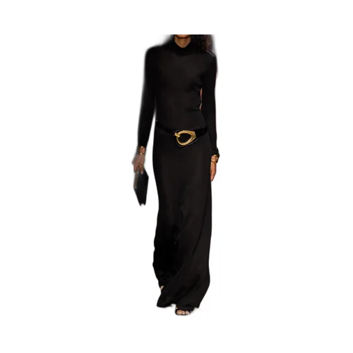 High-Necked And Long-Sleeved Dress