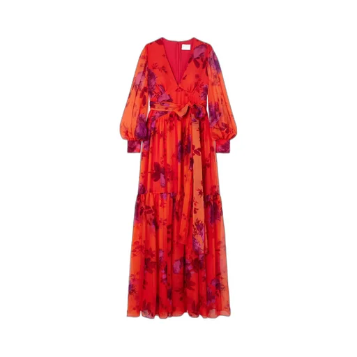 V-Neck Long-Sleeved Dress
