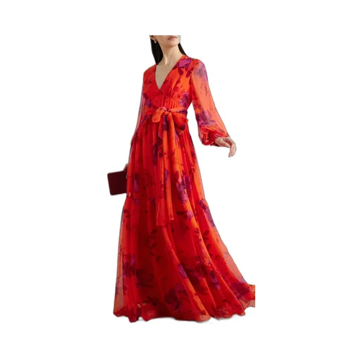 V-Neck Long-Sleeved Dress