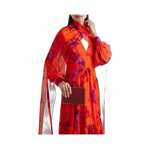V-Neck Long-Sleeved Dress