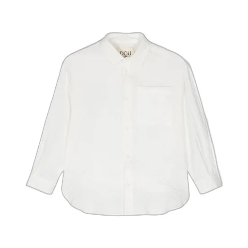 Douuod Kids Seersucker Curved Hem Shirt