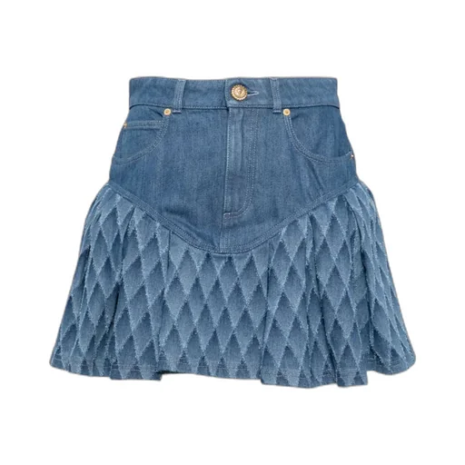 Short Skirt In Laser-Cut Denim
