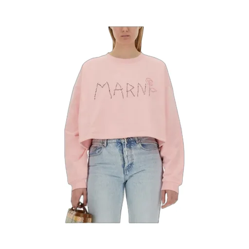 Marni Logo Detailed Cropped Sweatshirt