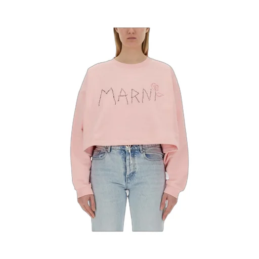 Marni Logo Detailed Cropped Sweatshirt