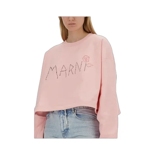 Marni Logo Detailed Cropped Sweatshirt
