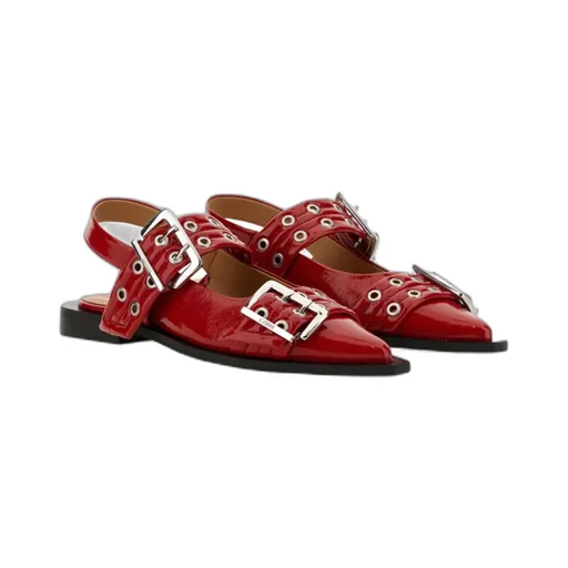 Ganni Feminine Buckle Slingback Ballerinas