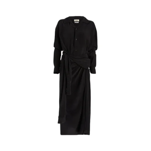 Long-Sleeve Button-Fastening Dress