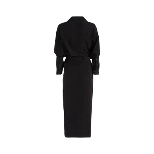 Long-Sleeve Button-Fastening Dress