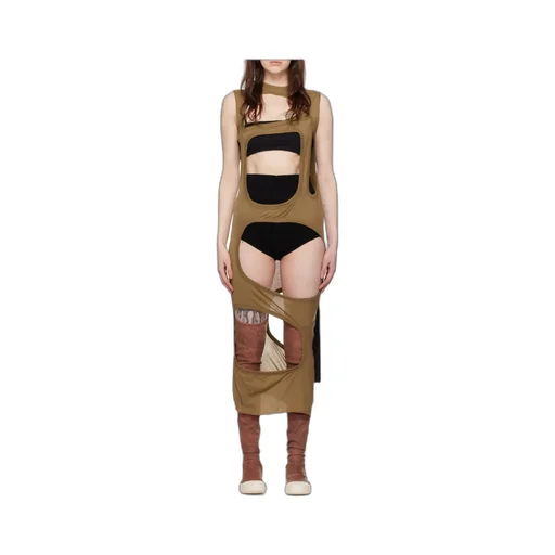 Hollowed-Out Plain Knitted Dress