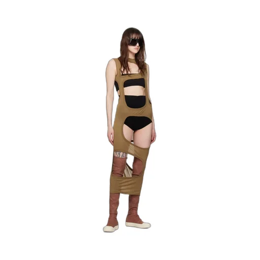 Hollowed-Out Plain Knitted Dress