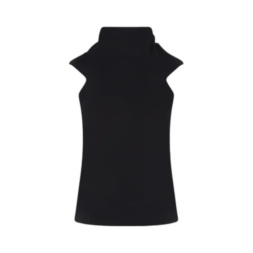 Cowl-Neck Short-Sleeve Knitted Top