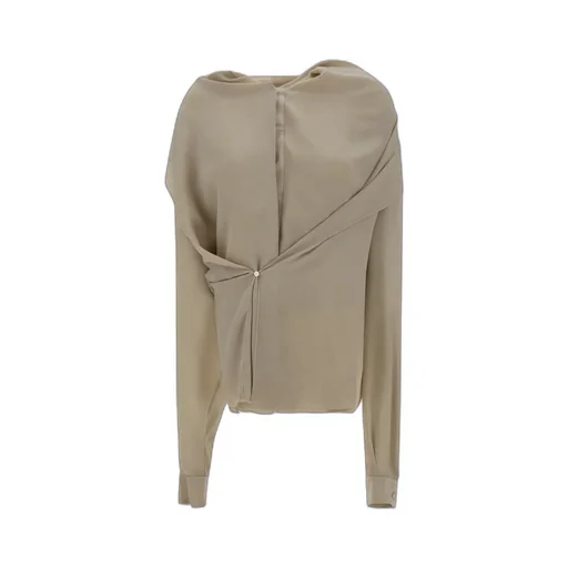 Crepe Silk Shawl Blouse