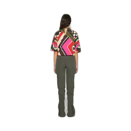 Pucci Vivara-Printed V-Neck Cap-Sleeved Blouse