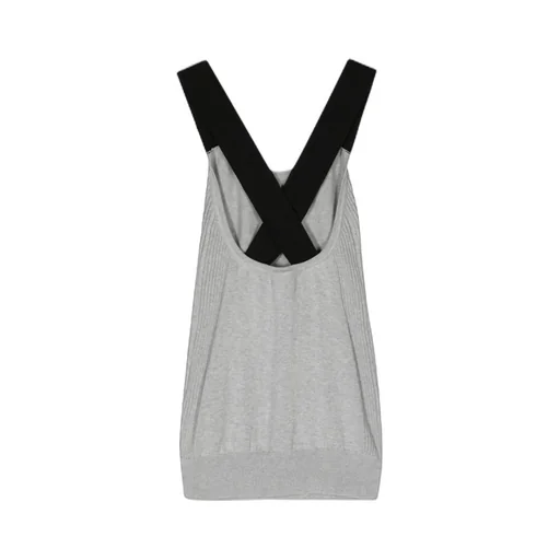 Crossover-Straps Fine-Knit Top