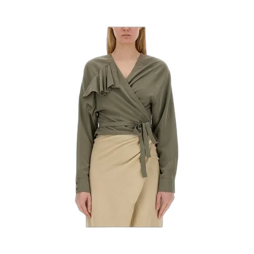 Alysi Cropped Ruffled Wrap Top