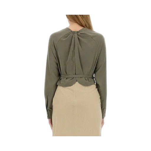 Alysi Cropped Ruffled Wrap Top