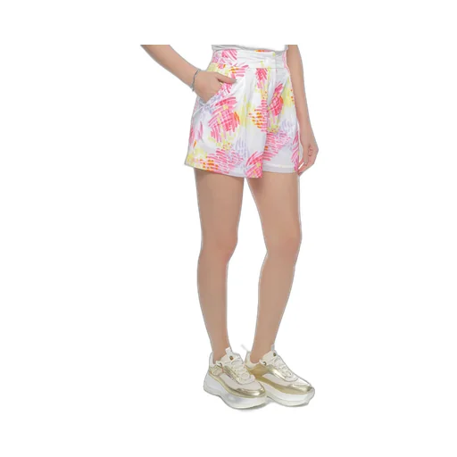 Abstract-Print Pleated Shorts