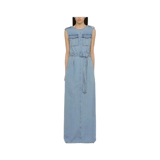 A Long Sleeveless Denim Dress